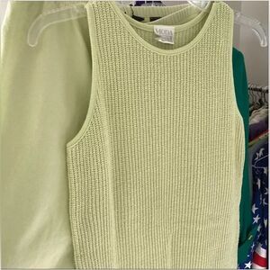 Y2K 90’s VS Moda Intl M/L 2pc Celery Green Leggings & Sleeveless Sweater Set VS
